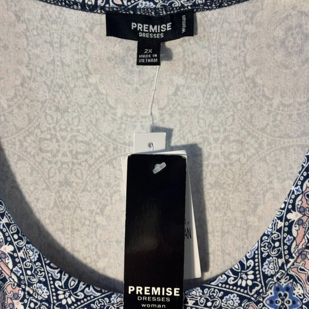 Premise Dresses Womens Floral Geometric Short Sleeve A-Line Dress 2X Rayon/Spand - Picture 4 of 6